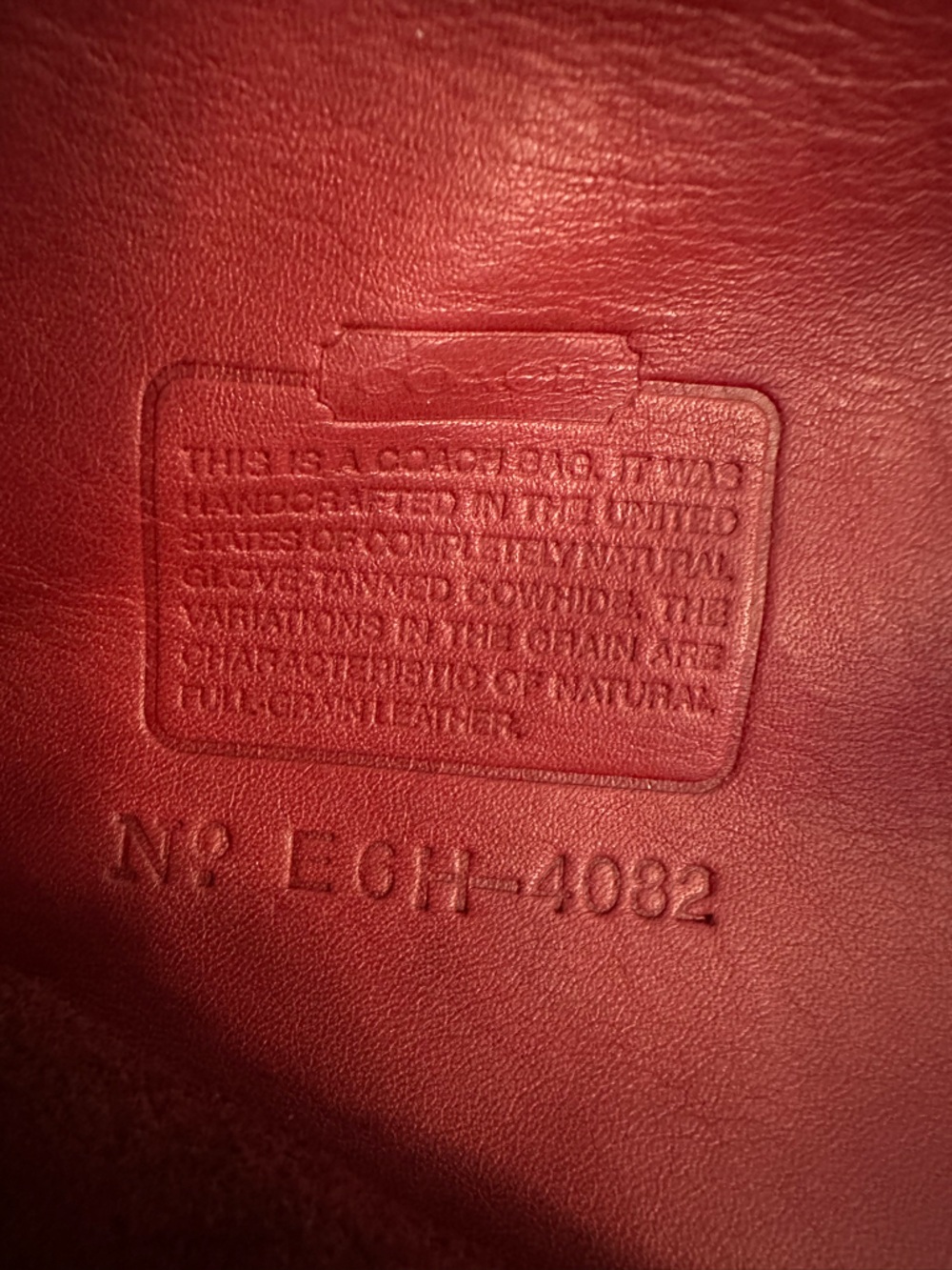 Coach Vintage Red All Leather Large Duffle #4082 with goldtone hardware - Picture 7 of 13